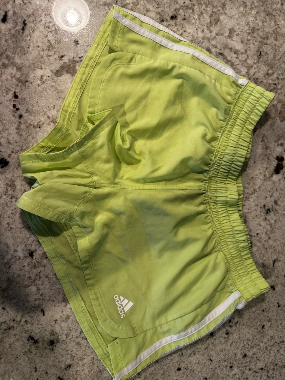 adidas Women's Neon Lime Athletic Shorts with White Trim